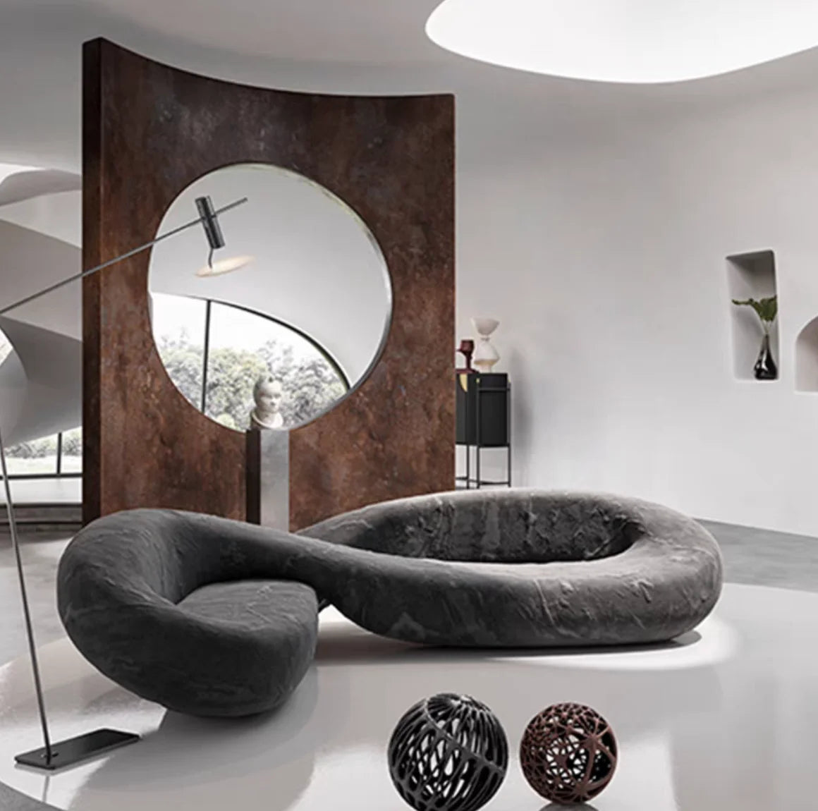 Canapé d'angle en cuir en forme de serpent, léger et luxueux, en tissu, pour Villa, maison, salon, matériau de remplissage en éponge