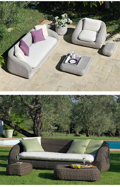 Outdoor courtyard rattan sofa rattan chair leisure sun room outdoor garden terrace round rattan sofa chair open-air furniture