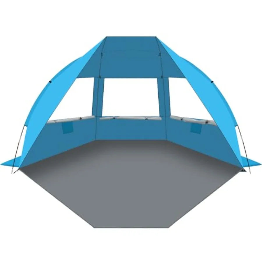 Portable Beach Tent for// with UPF 50+ UV Protection Lightweight and Foldable Sun Shelter with 5 Sand Bags Easy Setup Windproof