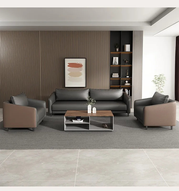 Office Sofa Modern Meeting Guests Business Reception Negotiation Leisure Area Modern Leather Sofa Coffee Table Combination Set