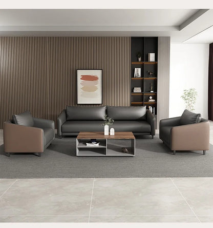 Office Sofa Modern Meeting Guests Business Reception Negotiation Leisure Area Modern Leather Sofa Coffee Table Combination Set