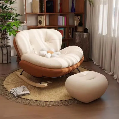 Nordic Modern Luxury Living Room Chairs Rocking Recliner Chair Lounge Sofa Single Lazy Upholstered Adult Bedroom Relax Furniture
