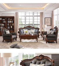 solid wood sofa simple European living room retro combination light luxury neoclassical sofa small apartment