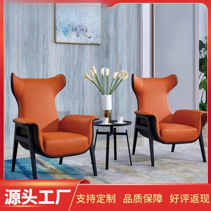Nordic single sofa chair modern simple study balcony lazy Internet celebrity live leisure chair solid wood tiger chair