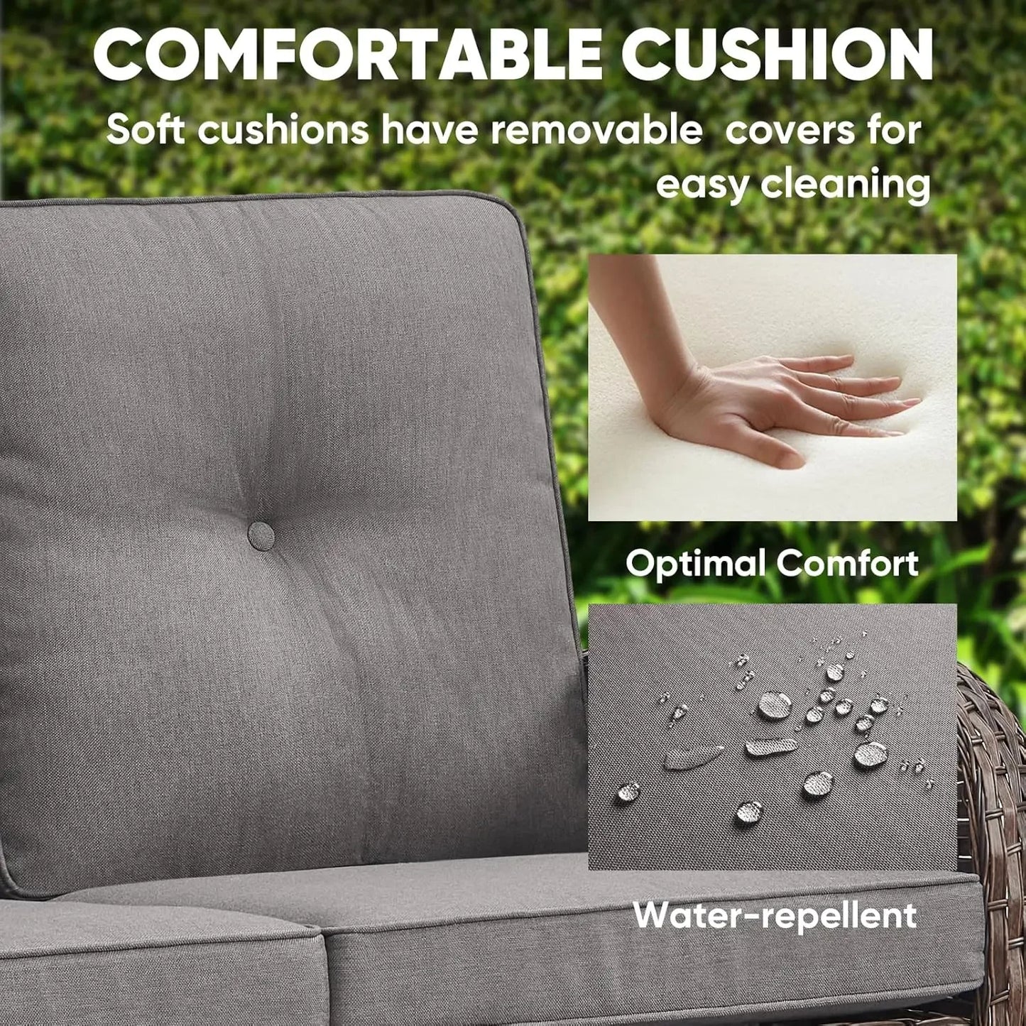 Outdoor Loveseat Sofa 2-Seat PE Wicker Outdoor Couch with Coffee Table,Deep Seat High Back Outdoor Patio Furniture for Patio