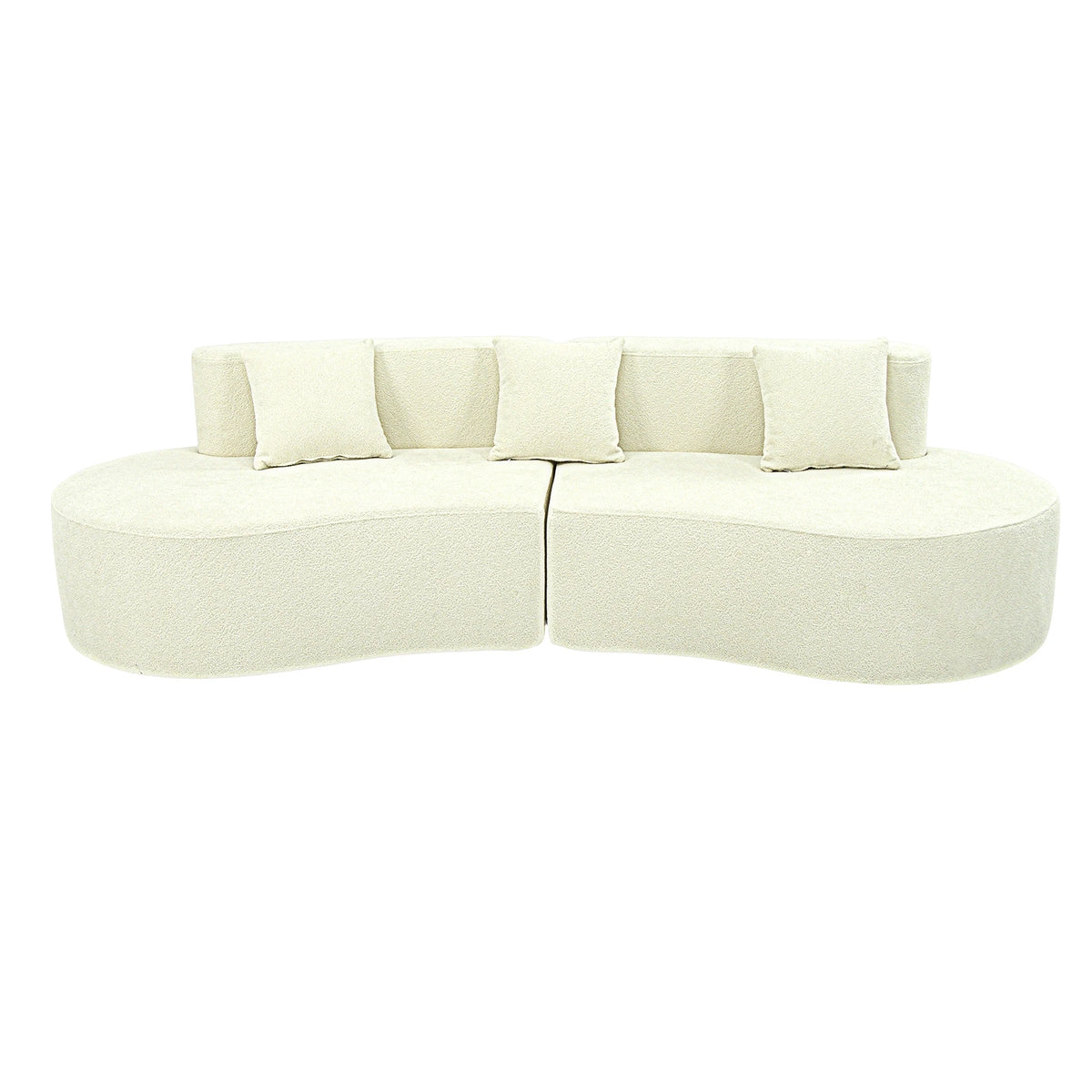 US Modern Curved Couch 4 Seat Minimalist Elegant Half Moon Sofa Compressed Modular Sectional Sofa Home Living Room Cream White