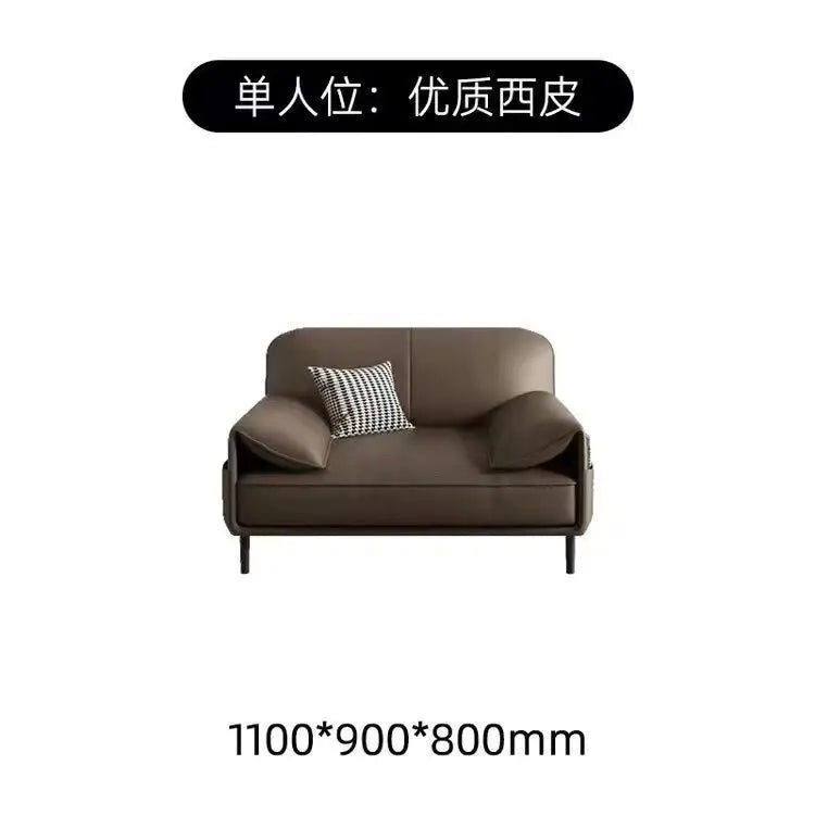 Simple Modern Office Sofa Coffee Table Set Luxury Genuine Leather Three-Seater for Business Meeting Reception Living Room Hotel