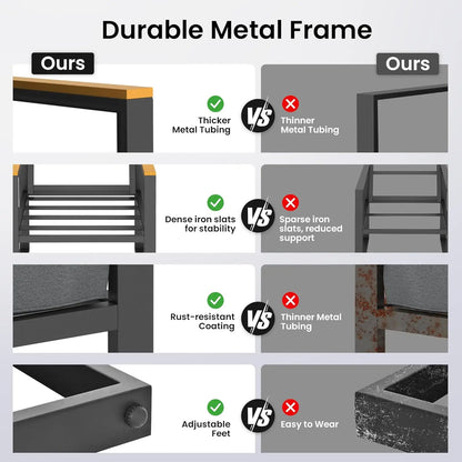 4-Piece All-Weather Patio Set with Coffee Table and Thick Cushions, Modern Metal Furniture for Outdoor Porch in Gray
