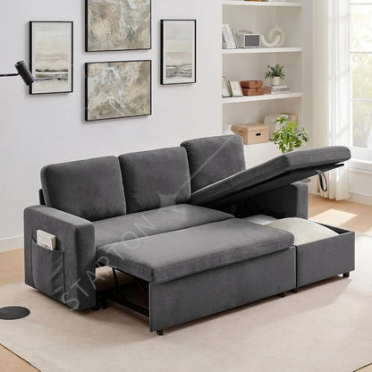 new 85" Convertible Sofa Bed with Detachable Chenille Cover - Soft Futon Sleeper Sofa for Living Room, Office & Apartment - Grey