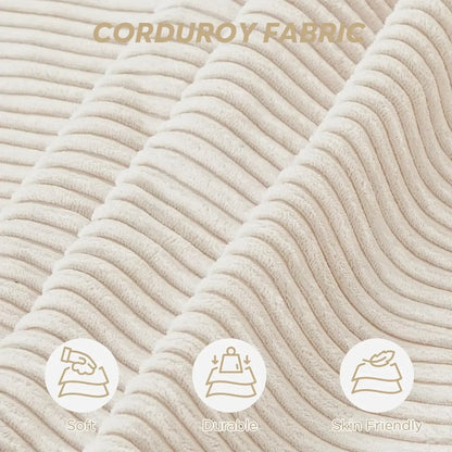 103" L-Shaped Modular Cloud Couch for Living Room, Left Facing Chaise, Deep Seat Memory Foam, No Assembly, Beige Corduroy