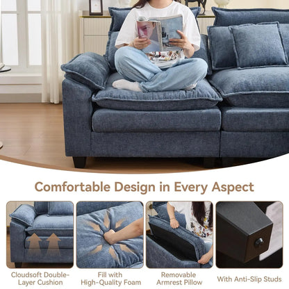 46''Cloud Oversized Sofa Chair with Detachable Headrest, Upholstered Comfy Arm Accent Chair with Ottoman,Modern, Customized