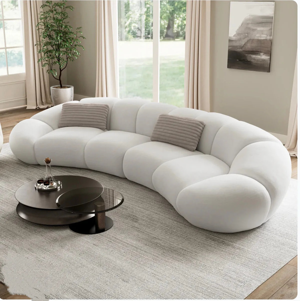 Customizable winter vintage butterscotch style sofa curved petal sofa Italian light luxury living room