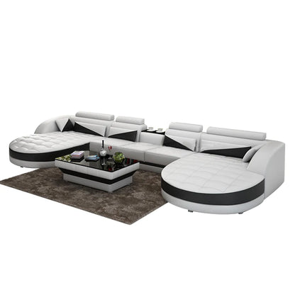 Luxury  Leather Sofa Villa Modern Living Room Couch Set