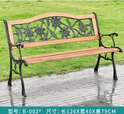 Modern Solid Wood Iron Outdoor Bench Traditional Design for Dining Courtyard Garden Park Restaurant Exterior Gym-Patio Benches