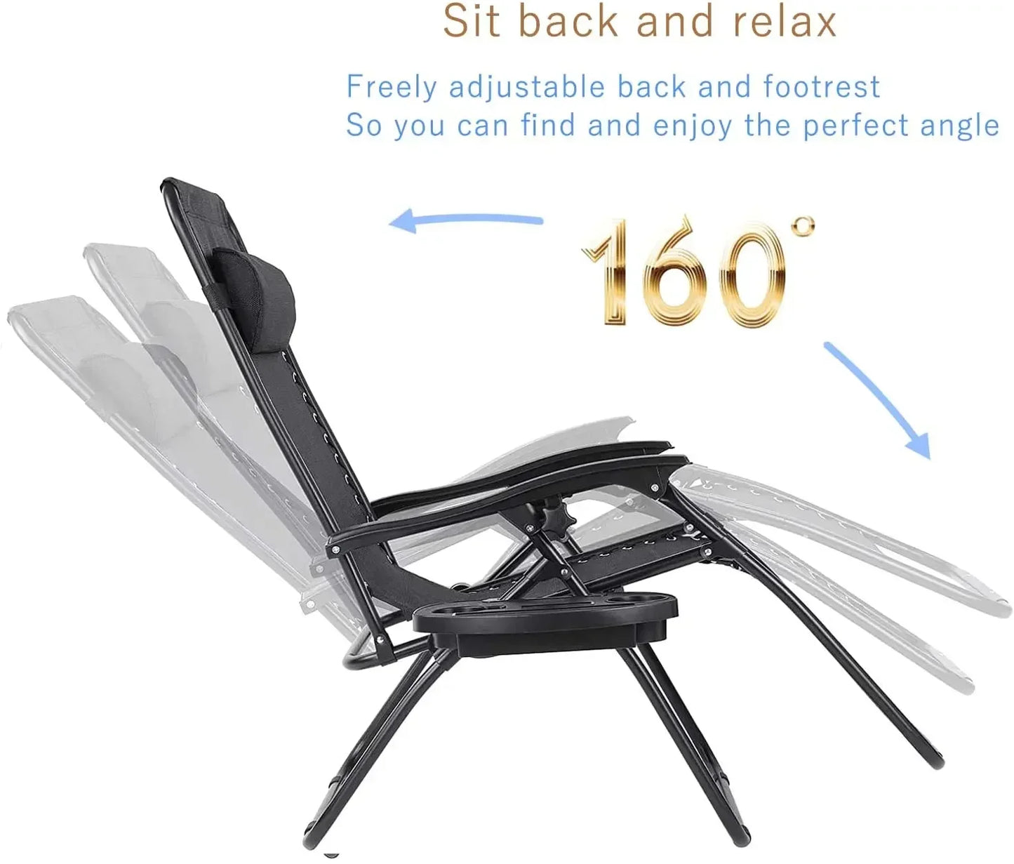 Homfa Garden Sun Lounger Set with Table Folding Adjustable Zero Gravity Recliner Chair Seat Indoor/Outdoor