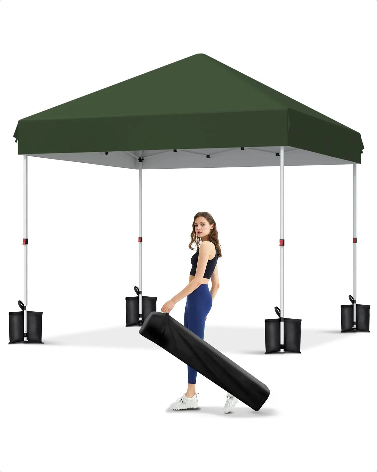 10x10 FT Pop Up Canopy Tent with 3 Adjustable Heights – Outdoor Sun Shade Shelter, 4 Sandbags & Carry Bag, for Parties & Events