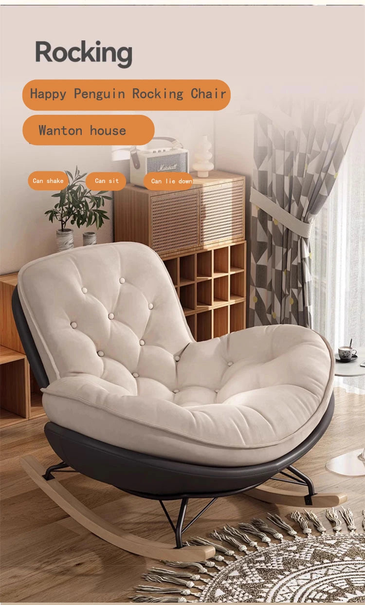 Thickened Penguin Rocking Chair Balcony Sofa Home Bedroom Leisure Chair Wide