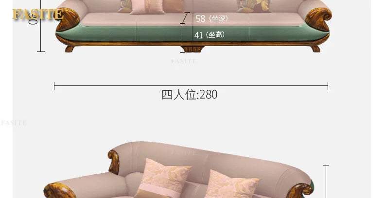 Leather sofa combination first layer cowhide modern new Chinese living room solid wood sofa furniture