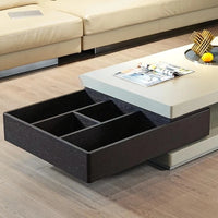 Minimalist light luxury villa coffee table smoked wood color baking paint rotating storage modern simplicity