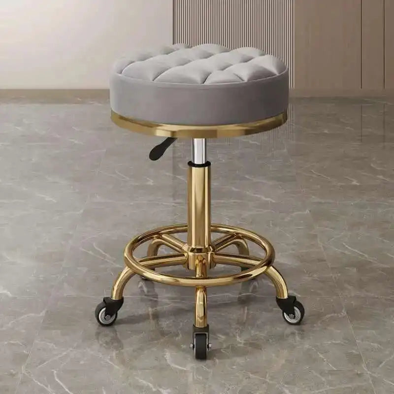 Barber Nail Salon Chair Swivel Wheels Rotating Salon Hair Stylist Barbershop Equipment Furniture Professional Rolling Silla