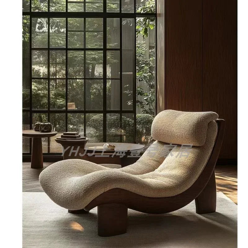 Comfortable solid wood sofa chair soft decoration living room casual armrest recliner