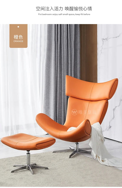 Comfortable Ergonomic Living Room Chairs Modern Leather Nordic Sofa Chairs Designer Recliner Portable Fauteuil Salon Furniture