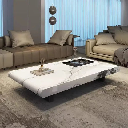 53 Italian Minimalist Snow Mountain White Modern Living Room Rectangular Oval Marble Coffee Table
