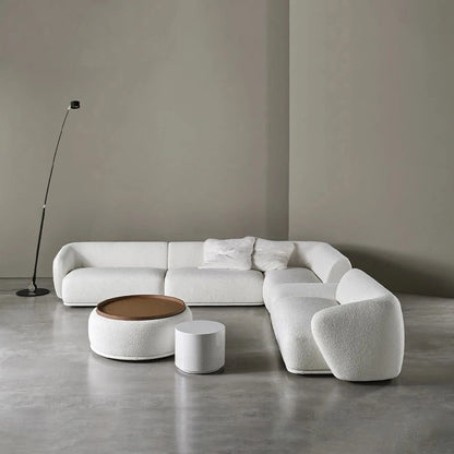 X Modern Sectional Sofa Set Furniture Velvet Fabric Round White Living Room Couch Apartment Modular Semi-circular Sofa