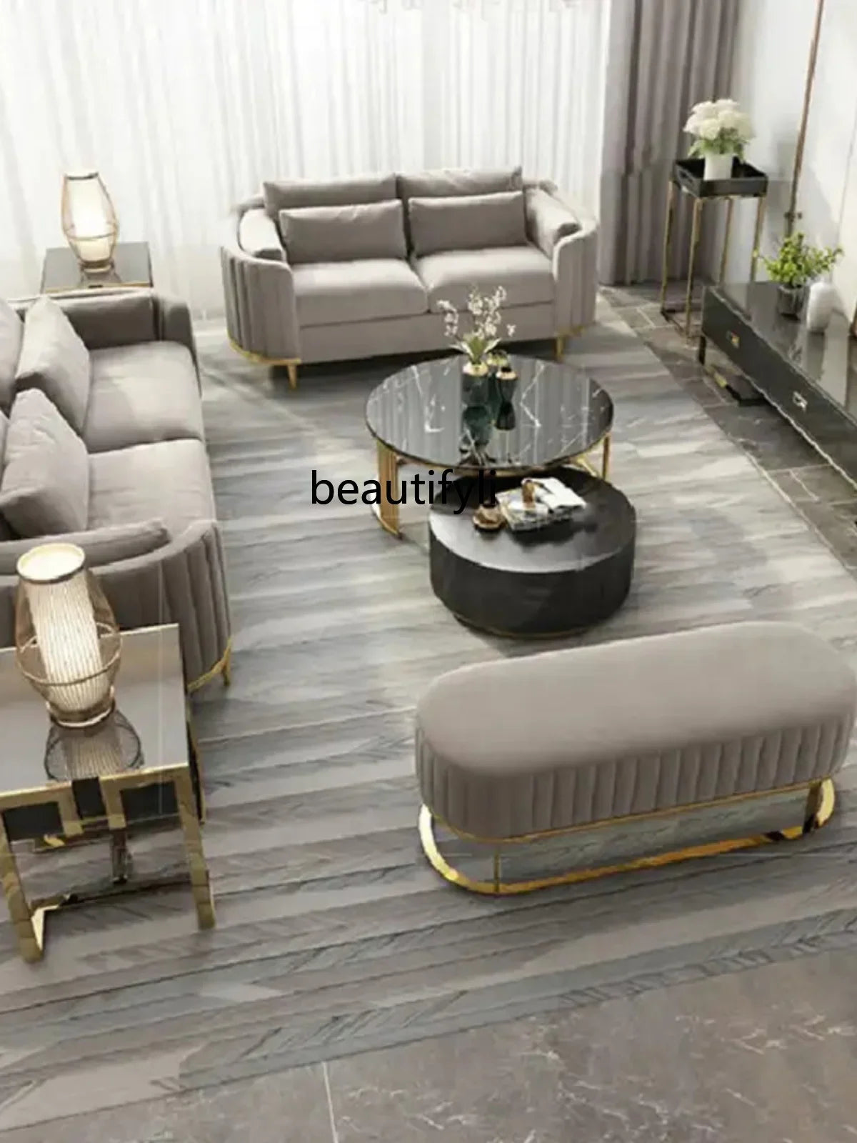 Asmt51 ss Nordic light luxury fabric sofa combination hotel clubhouse clothing store living room high-end sofa chair