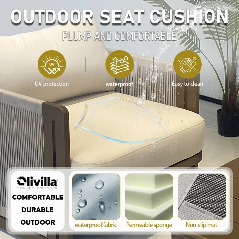 Villa Garden Rope Weaving Aluminum Alloy Sofa Hotel Sunroom Outdoor Leisure Furniture Courtyard Garden Waterproof Outdoor Sofa