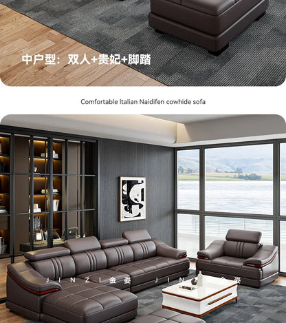 Floor Designer Living Room Sofas Couch Leather Nordic Minimalist Sofas Relaxing Room Decor Sillon Cama Lounge Suite Furniture