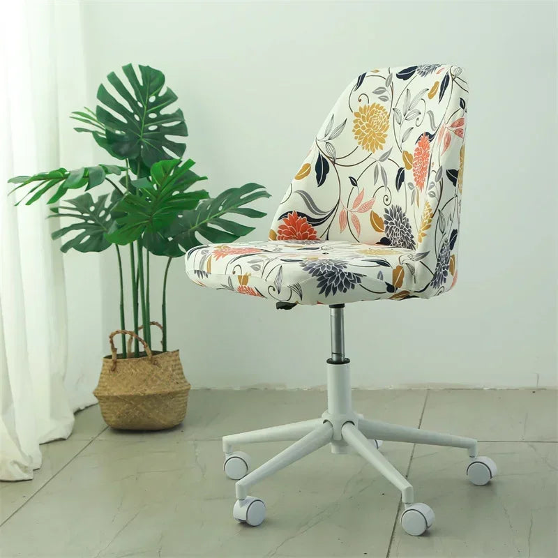 Pure Color Curved Chair Cover Polar Fleece Duckbill Chair Cover Chair Slipcover Elastic Seat Covers for Kitchen Hotel Office