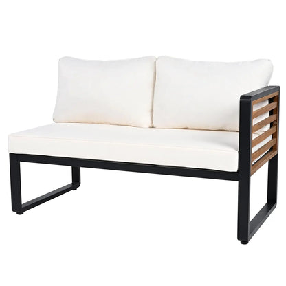 Modern L-Shaped Outdoor Conservation Sofa Set with Coffee Table, Acacia Wood Patio Sectional Sofa for Gardens,, Customized