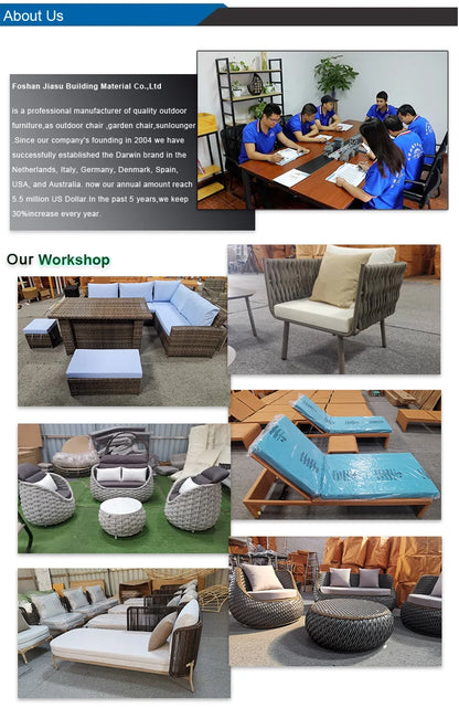 4 Piece Modern Luxury Dining Metal Aluminum Wicker Rope Ratan Sofa Garden Set With Fire Pit Outdoor Rattan Patio Furniture Set