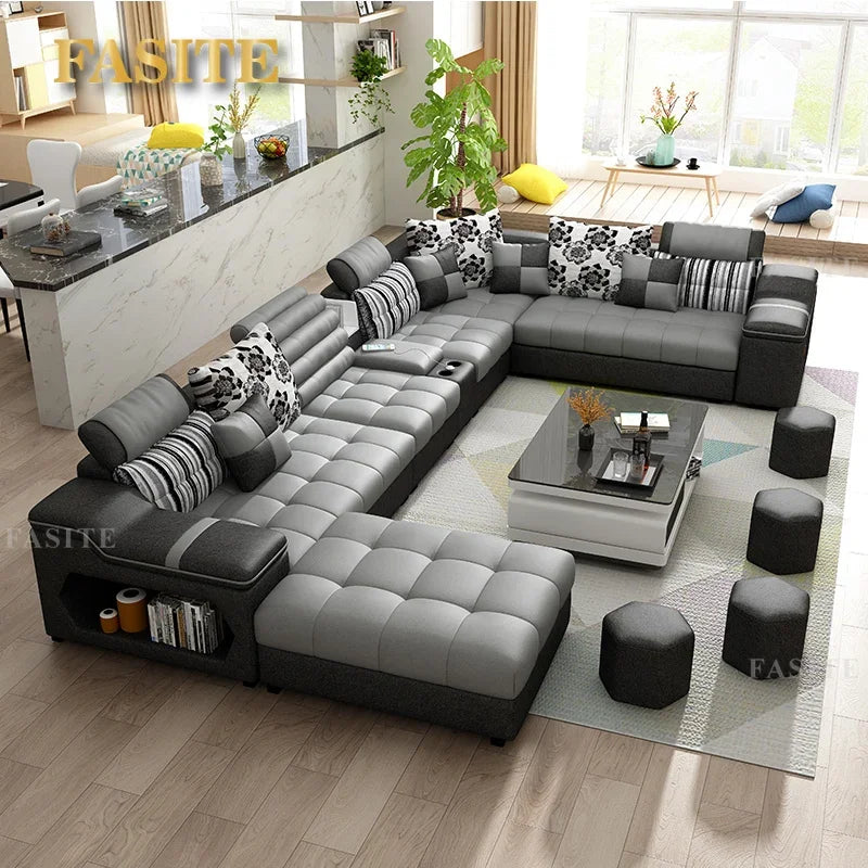 Removable and Washable Latex Free Wash Technology Fabric Sofa Combination Simple Living Room, Living Room Furniture