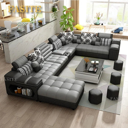 Removable and Washable Latex Free Wash Technology Fabric Sofa Combination Simple Living Room, Living Room Furniture