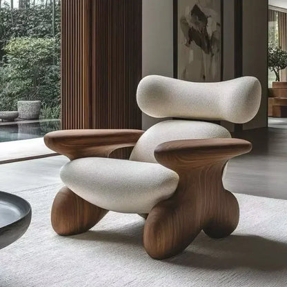 New medieval light luxury solid wood sofa chair designer home balcony living room model room creative sofa chair