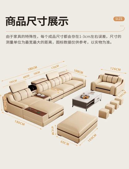 Interior Leather Design Living Room Sofa Storage Quality Comfortable Romantic Soft Leisure Multifunctional Sillon Cama Furniture