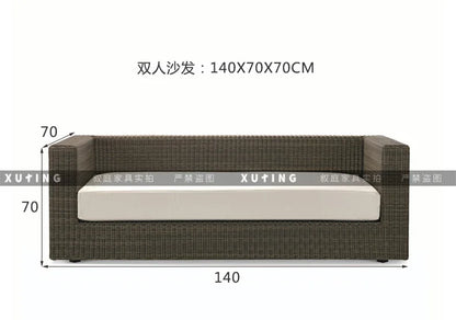 Outdoor rattan sofa combination waterproof and sun protection outdoor leisure courtyard villa balcony terrace sunroom