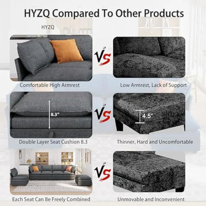115'' Large  Couches with Storage Seats for Living Room, U Shaped Modular Sectional Sofa Couch Set, 6 Pieces Comfy