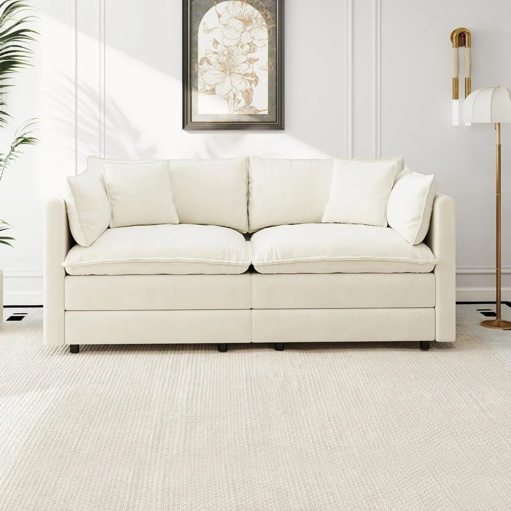 77.16 Inch Deep 2-Seater Sofas Comfy Chenille,Modular Sectional Sofa Modern Convertible Loveseat Couch