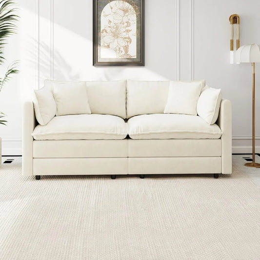 77.16 Inch Deep 2-Seater Sofas Comfy Chenille,Modular Sectional Sofa Modern Convertible Loveseat Couch
