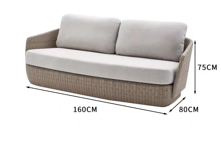 Quick drying foam metal frame rattan garden sofa modern outdoor sofa set