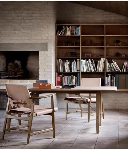 Light Luxury Living Room Chair Saddle Leather Dining Chair Dining Chairs Ash Wood Backrest Chairs Home Bedroom Study Chairs