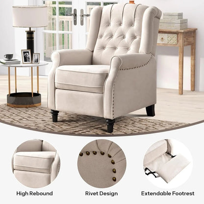 EBELLO Push Back Recliner Chair Fabric Lounge Armchair Pushback Recliner with Padded Seat for Living Room