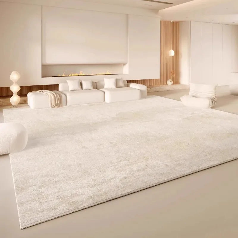 VIKAMA Minimalist Cream White Area Rug, Non-Slip Soft Living Room Carpet, Wabi-Sabi Style Floor Mat for Bedroom & Home Decor