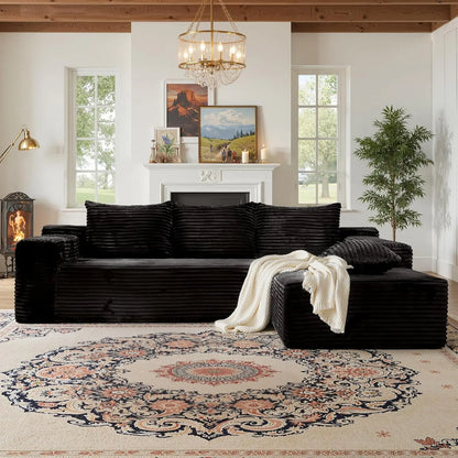 106'' Modular Sectional Sofa, L-Shaped Boneless Cloud Couch with Chaise Lounge, 4-in-1 Flexible Combination Faux Rabbit Fur