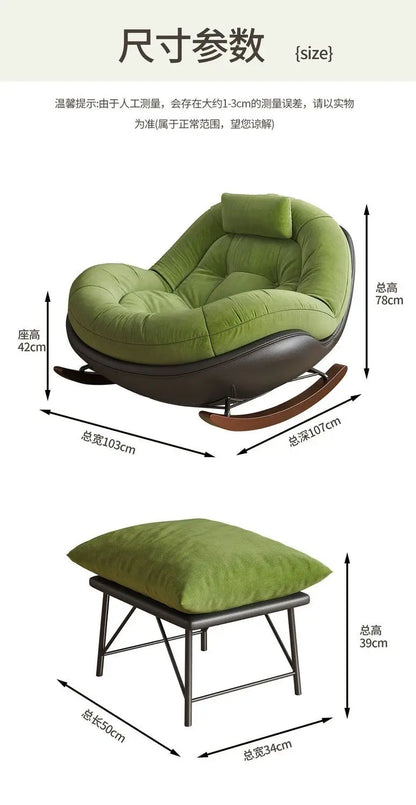 Modern Teddy Fleece Rocking Chair Upholstered Leisure Rocker Lounge Chair For Living Room Bedroom Balcony