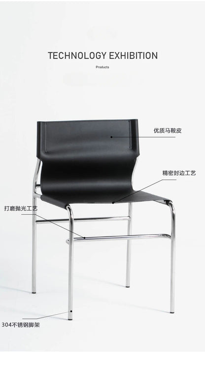 Italian Simple Saddle Chair, Bauhaus Design Dining Chair, Stainless Steel Backrest Chair, Wholesale Available, Home Furniture