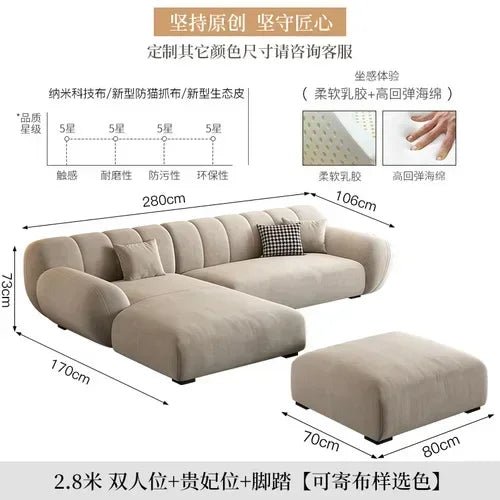 Fabric Living Room Sofas Modern Minimalist Sectional Modular Sofa Elegant Comfortable Canape  De Luxe Nordic Furniture
